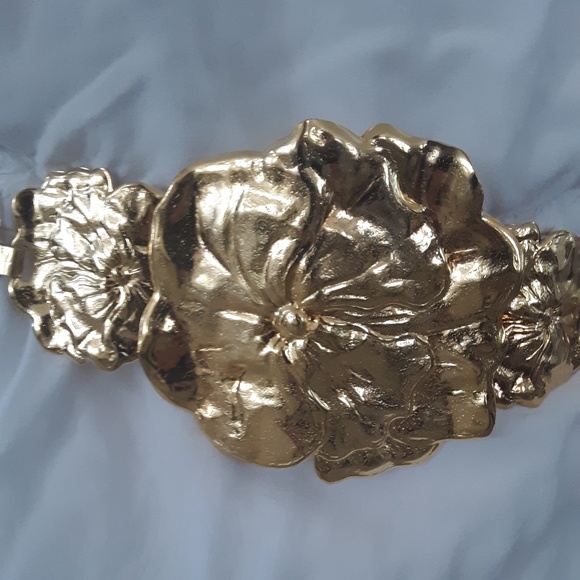 Grecian 18k Gold Plated Belt Metal Flowers Floral main image 9